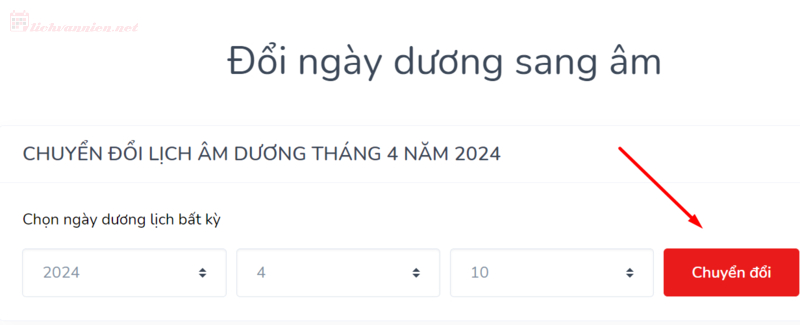 Đổi ngày dương sang âm